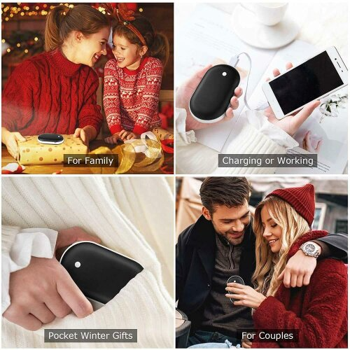 Winter Mini Hand Warmer with 2400mAh USB Rechargeable Power Black