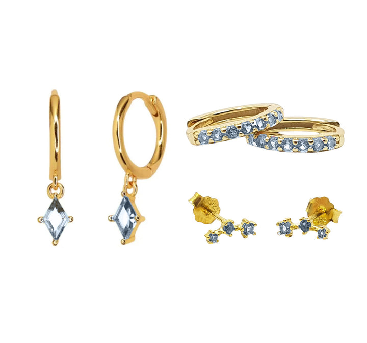 Blue Topaz December Birthstone Earrings Gift Set For Her