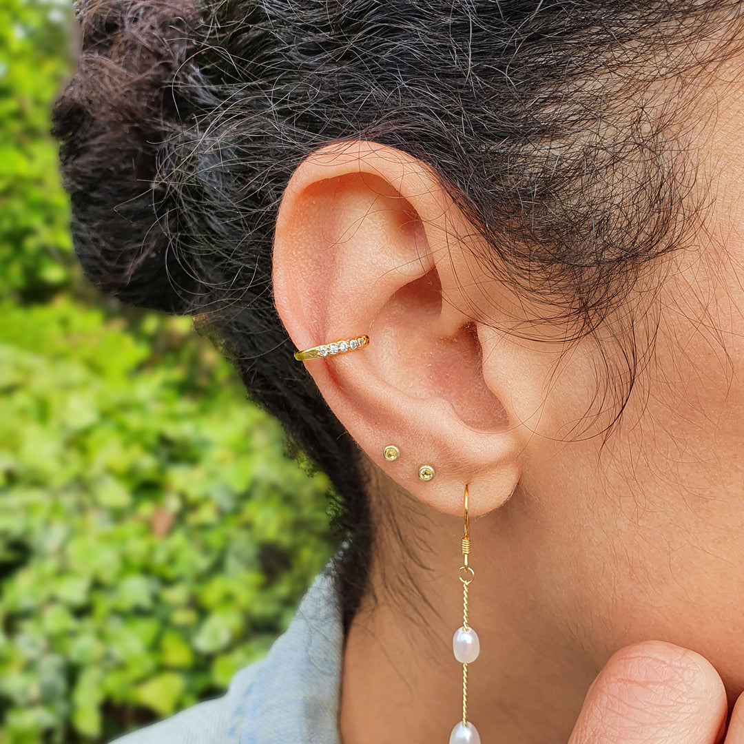 Dainty Ear Cuff Paved Conch Hoops No Piercing Required