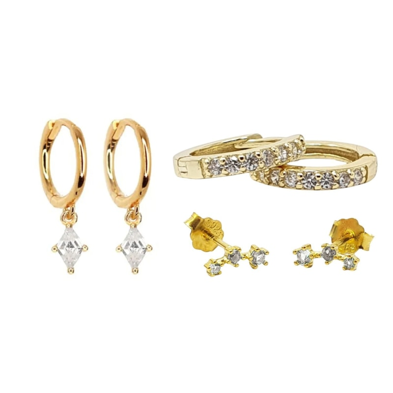 Diamond April Birthstone Earrings Gift Set For Her