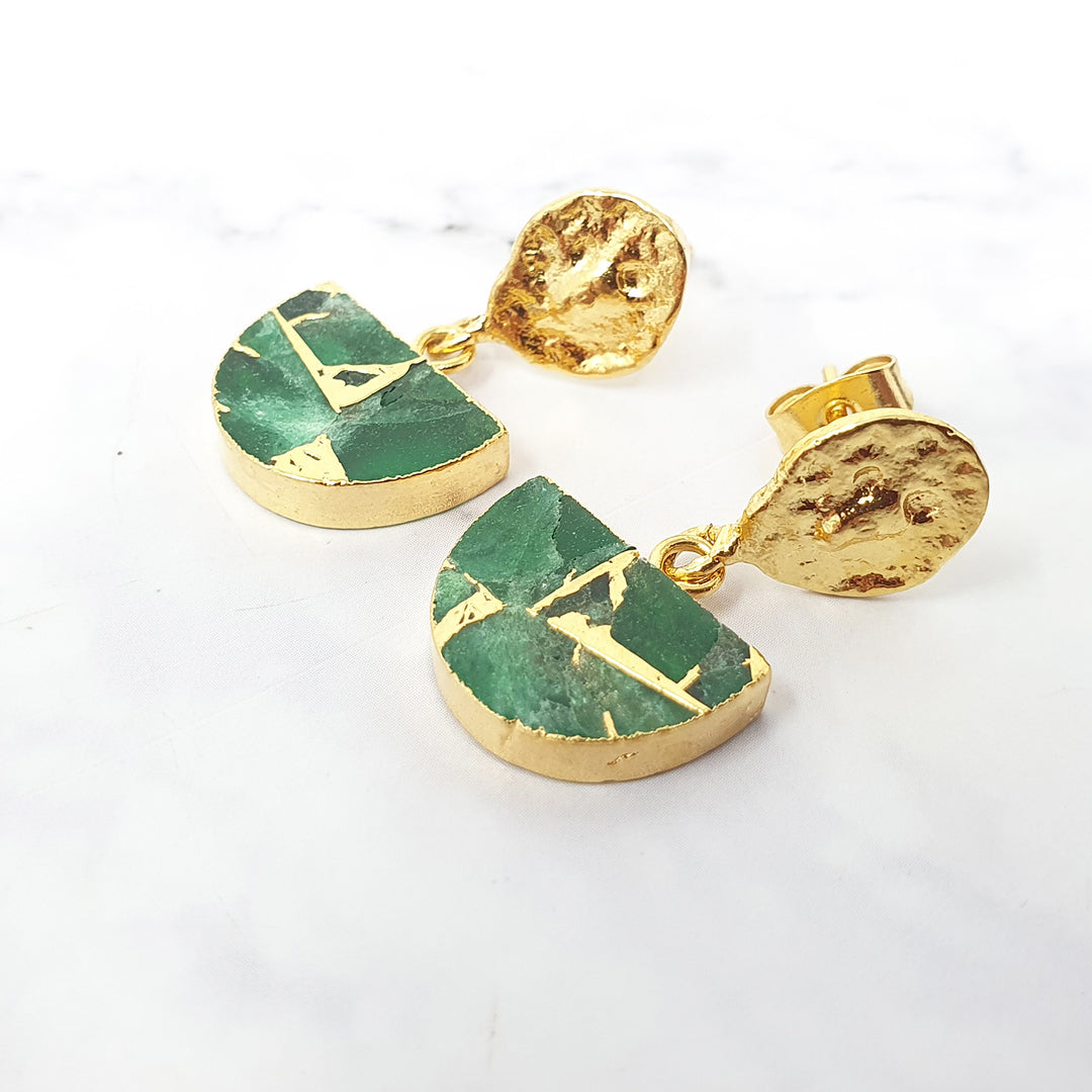 Statement Emerald May Birthstone Hammered Earrings