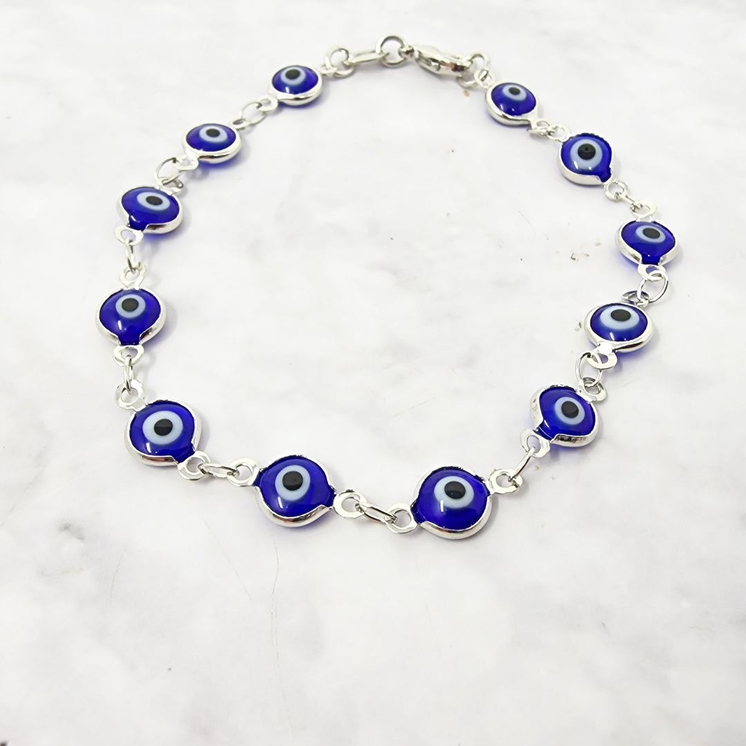Evil Eye Rhodium Plated Silver Protection Bracelet