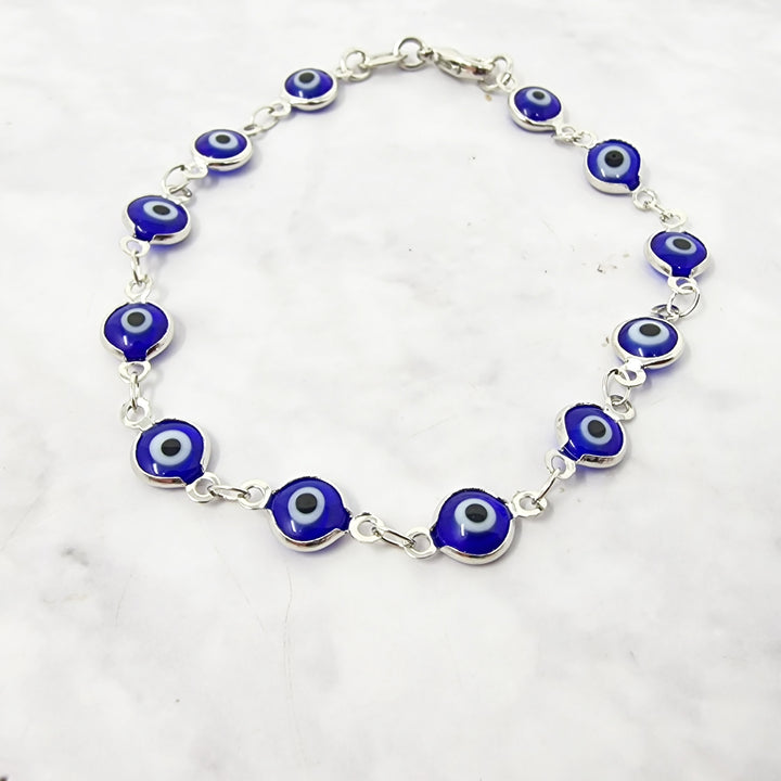 Evil Eye Rhodium Plated Silver Protection Bracelet