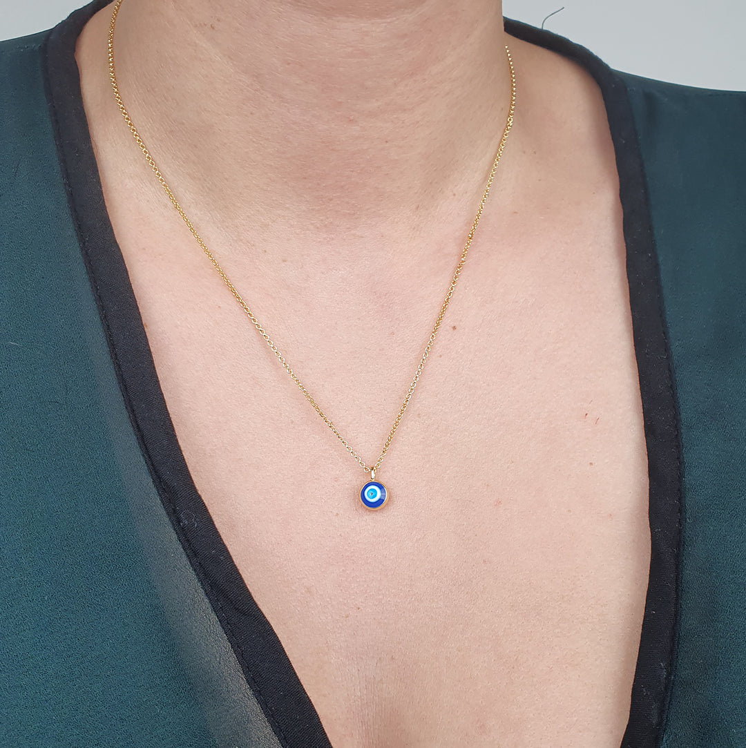 Turkish Evil Eye Gold Plated Pendant Charm Necklace