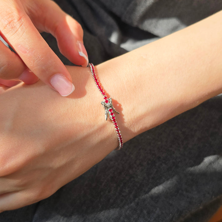 Garnet Gemstone Silver Tennis Bracelet