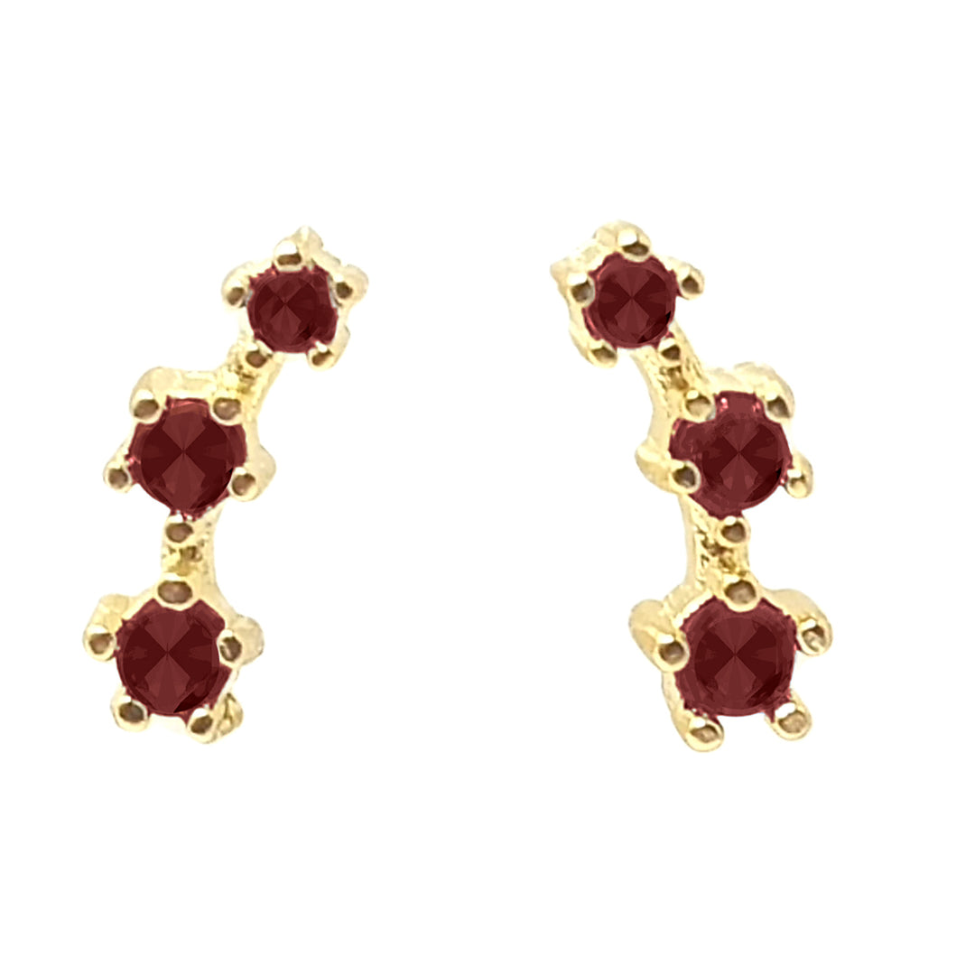 Garnet January Birthstone Climber Stud Earrings