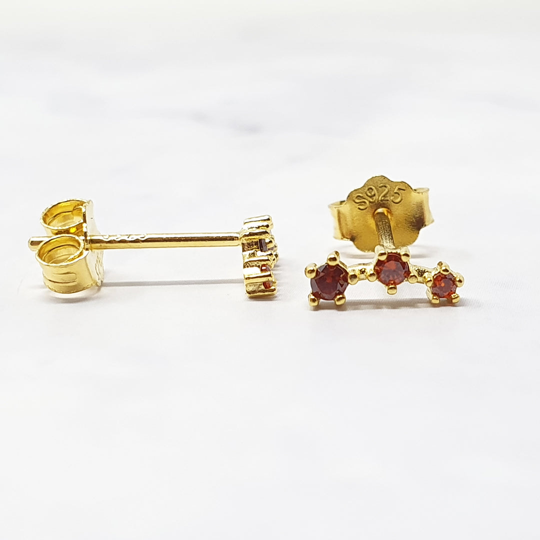 Garnet January Birthstone Climber Stud Earrings