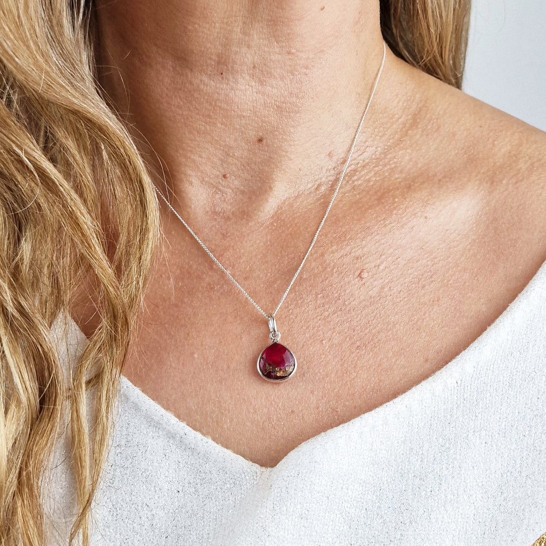 Garnet January Birthstone Sterling Silver Necklace