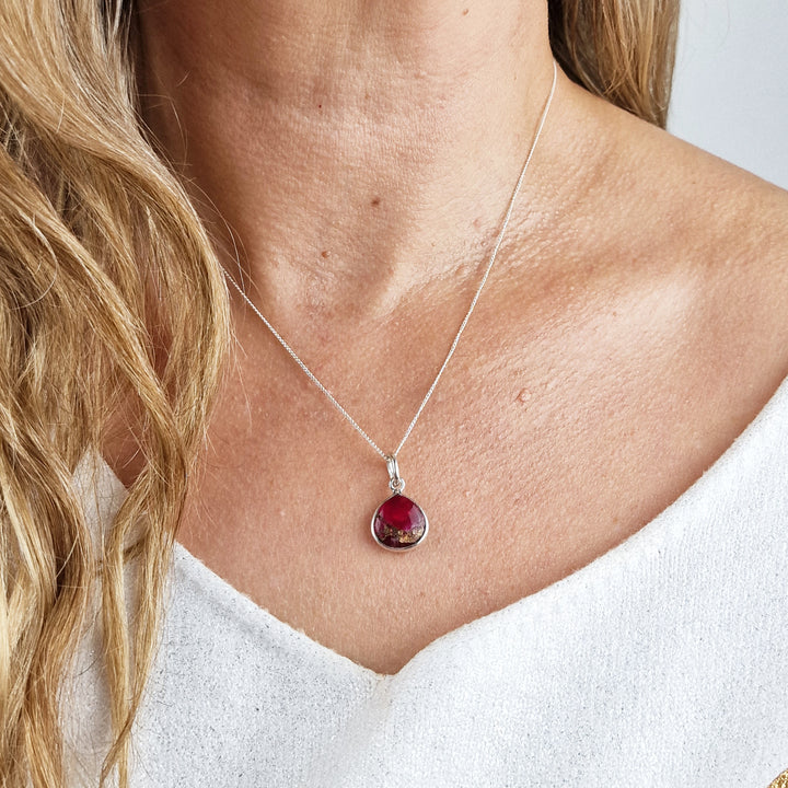 Garnet January Birthstone Sterling Silver Necklace
