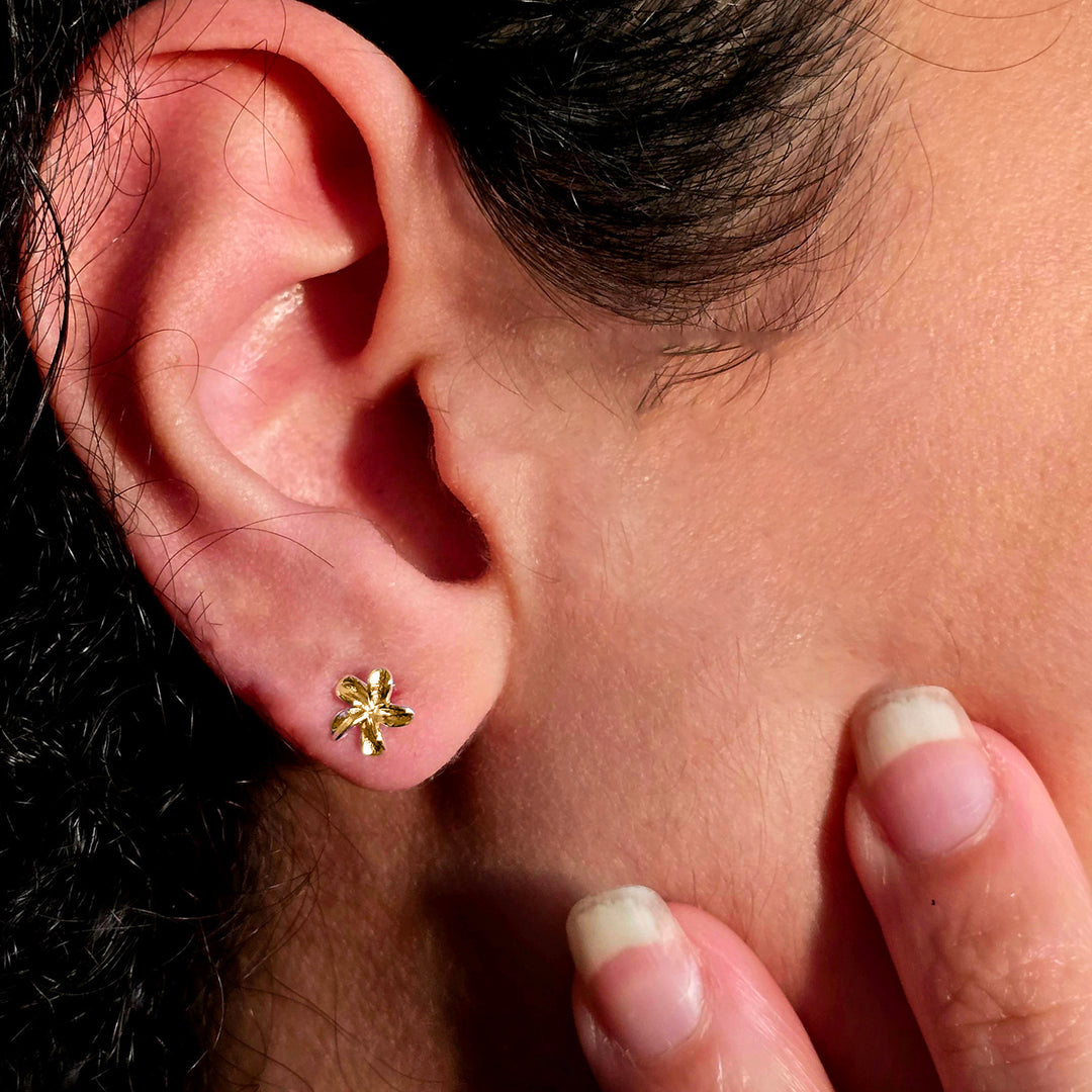 Dainty Mini Tiny Flower Stud Gold Plated Earrings