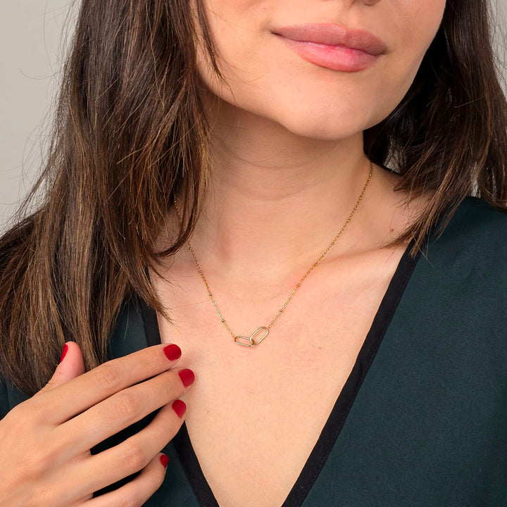 Interlocking Paperclip Infinity Gold Plated Necklace