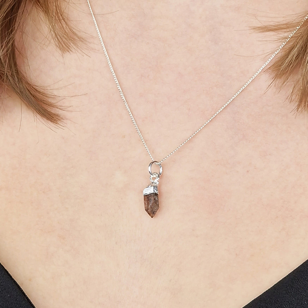 Raw Herkimer Diamond Sterling Silver April Birthstone Necklace
