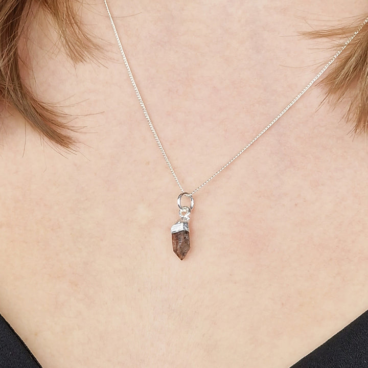 Raw Herkimer Diamond Sterling Silver April Birthstone Necklace