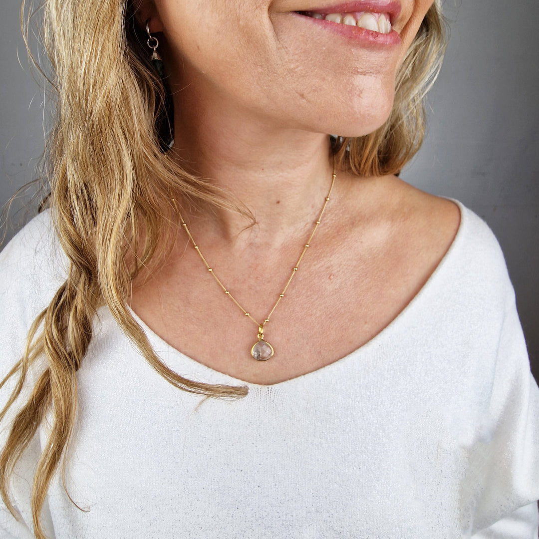 18ct Gold Plated Herkimer Diamond Crystal Necklace