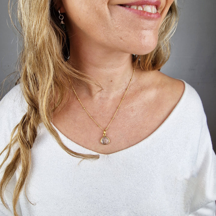 18ct Gold Plated Herkimer Diamond Crystal Necklace