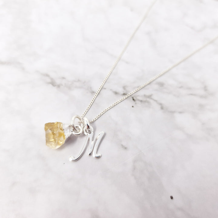 925 Sterling Silver Initial And Crystal Necklace