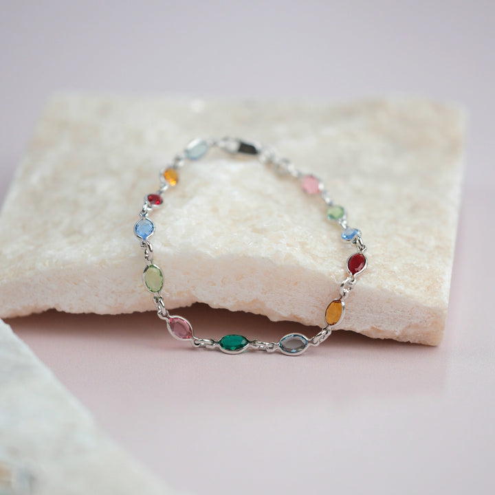 Colourful Multi Gemstone Sterling Silver Bracelet