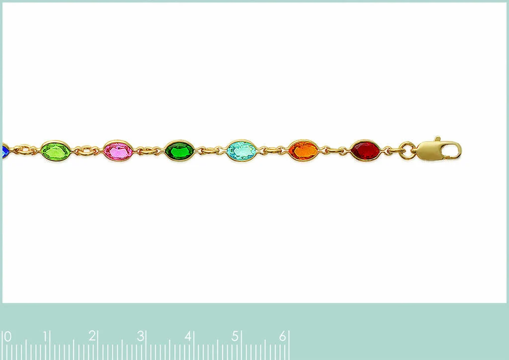 18ct Gold Vermeil Multi Gemstone Necklace, Colourful Gem Stone Necklace, Rainbow Birthstone Necklace, Multicoloured Crystal Necklace