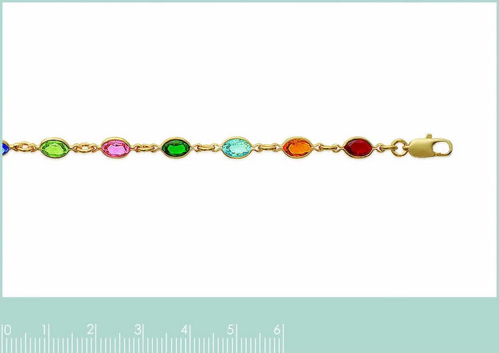 18ct Gold Vermeil Multi Gemstone Necklace, Colourful Gem Stone Necklace, Rainbow Birthstone Necklace, Multicoloured Crystal Necklace