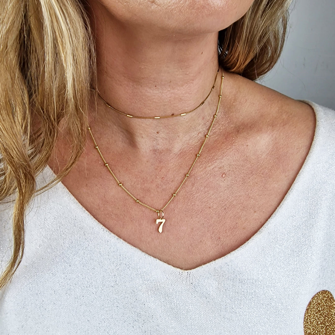 18ct Gold Plated Number Pendant Charm Necklace