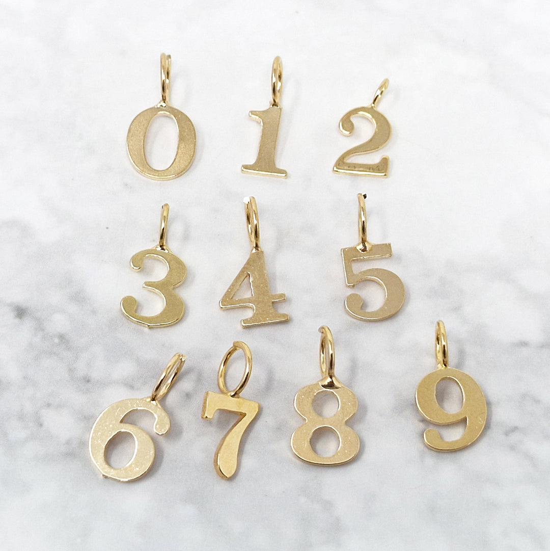 18ct Gold Plated Number Pendant Charm Necklace