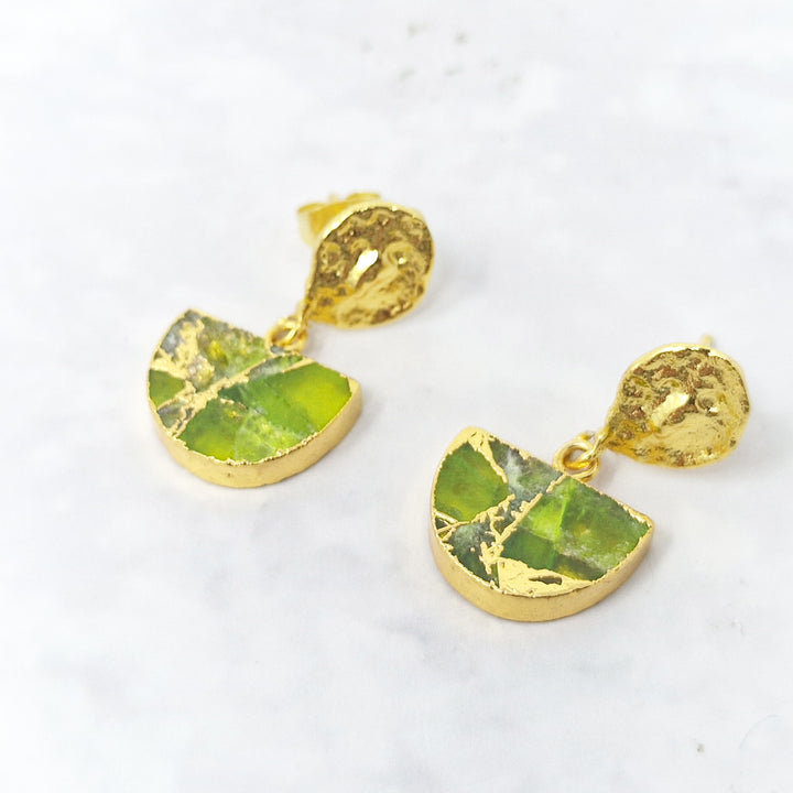 Hammered Peridot August Birthstone Earrings