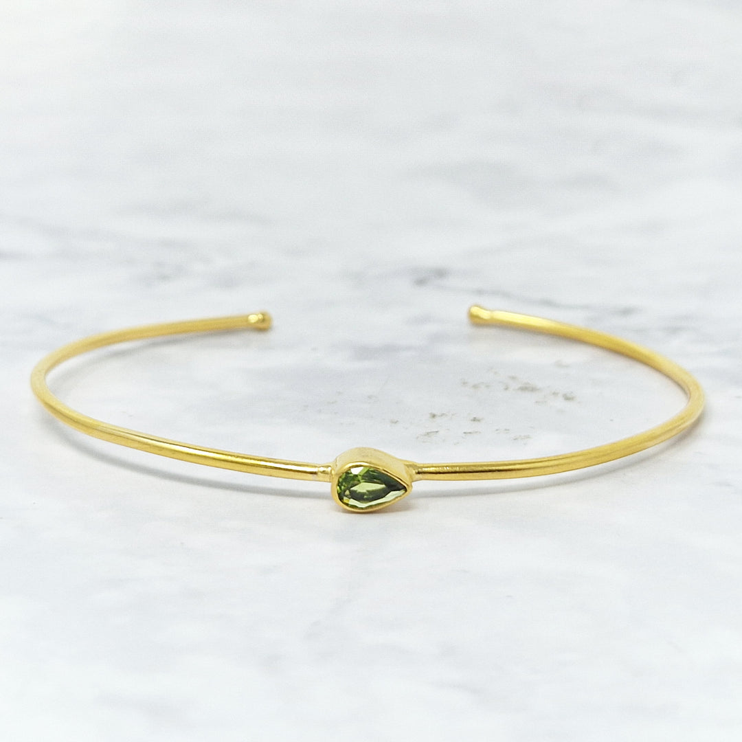 Peridot August Birthstone Gold Plated Bangle