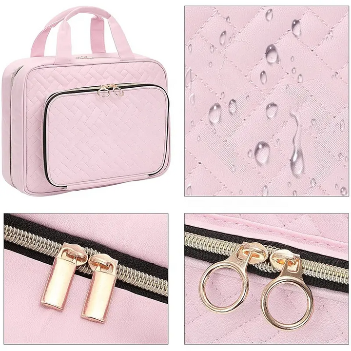 Transparent Hanging Waterproof Toiletry Bag for Women Pink