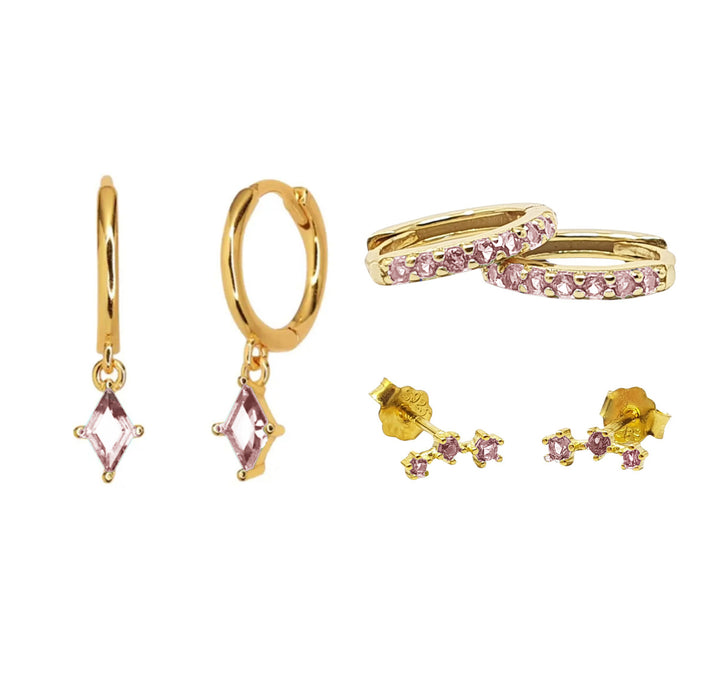 Pink Tourmaline October Birthstone Earrings Gift Set For Her