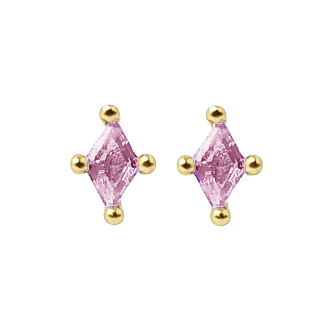 Tiny Pink Tourmaline Stud October Birthstone Earrings