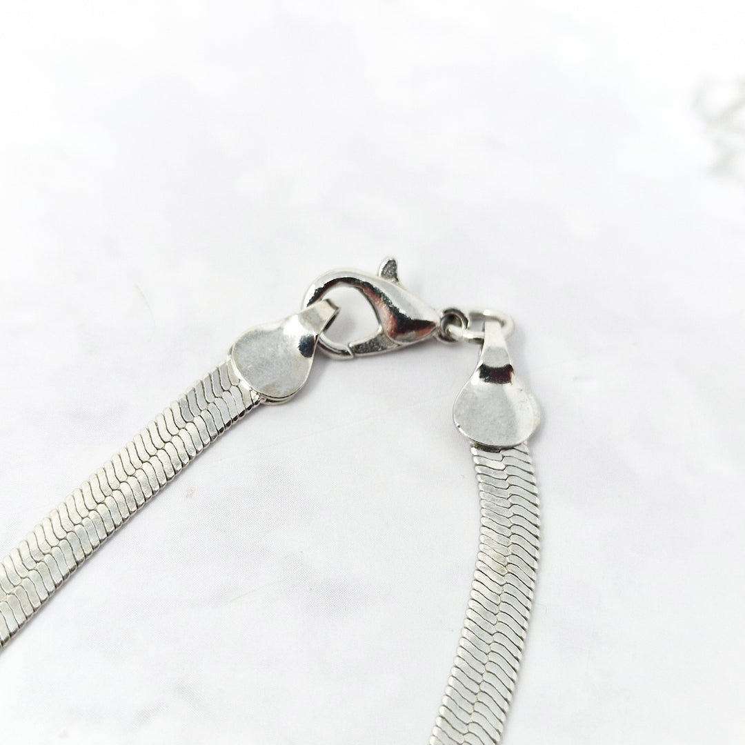 Herringbone Rhodium Filled 4mm 18 Inch Snake Necklace