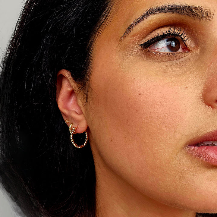 Gold Plated Thin Twisted Rope Hoop Earrings