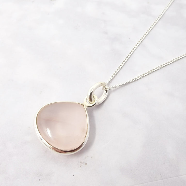 Sterling Silver Rose Quartz Gemstone Necklace