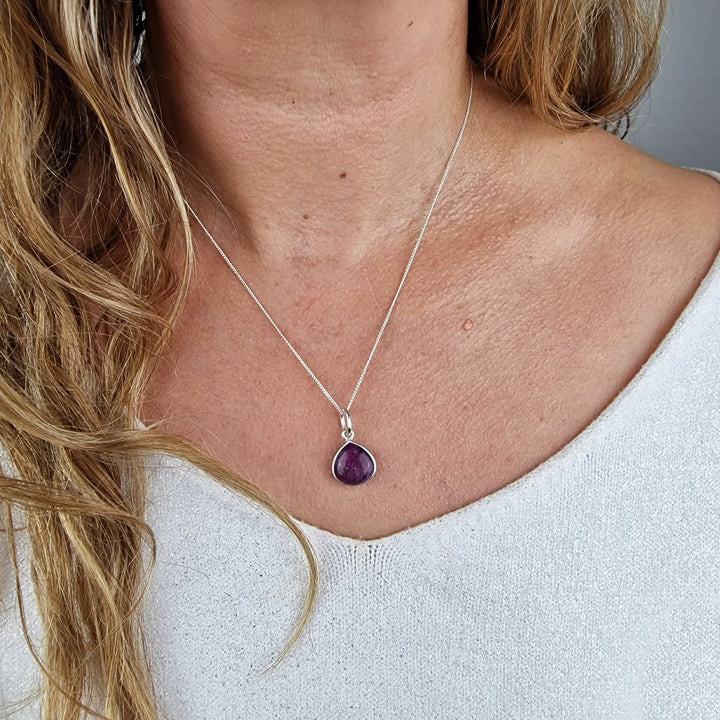 Ruby July Birthstone Sterling Silver Necklace