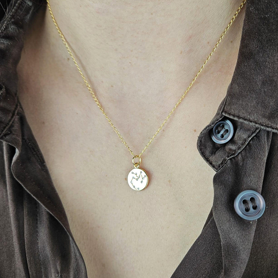 Sagittarius Gold Plated Constellation Star Map Pendant Charm Necklace