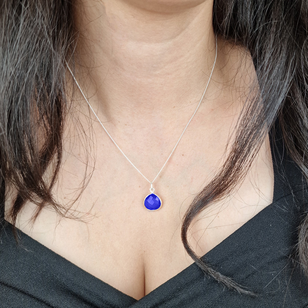 Sapphire September Birthstone Silver Necklace