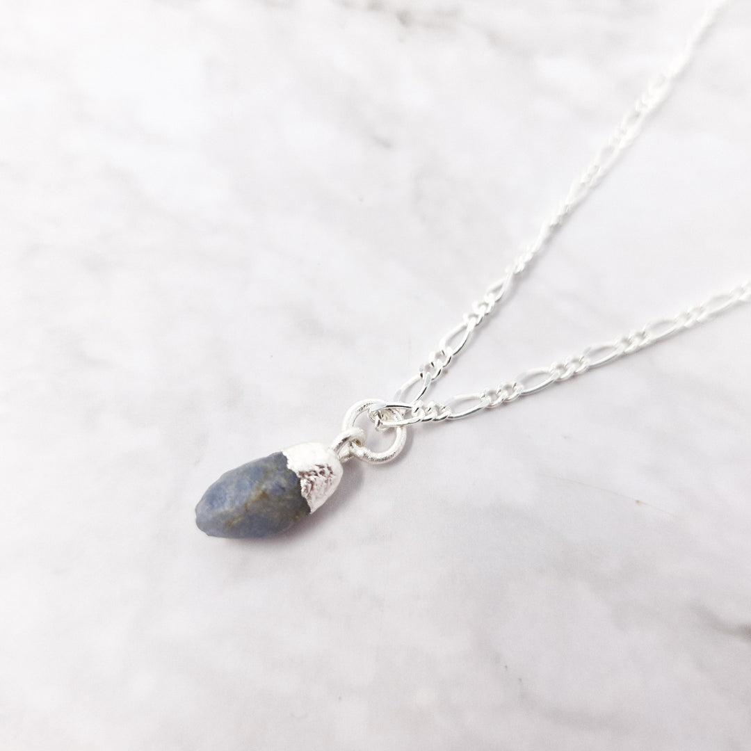 Sterling Silver Raw Sapphire Crystal Necklace