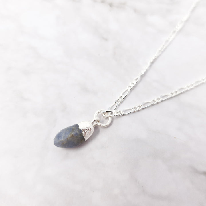 Sterling Silver Raw Sapphire Crystal Necklace