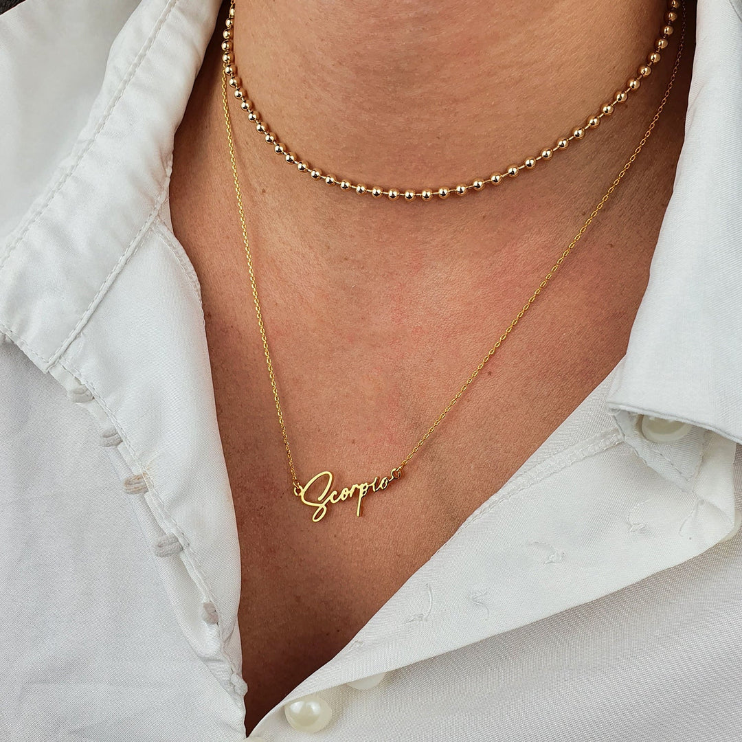 Scorpio Gold Plated Zodiac Star Sign Statement Necklace