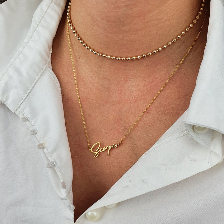 Scorpio Gold Plated Zodiac Star Sign Statement Necklace