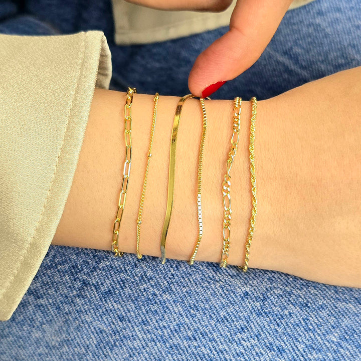 Gold Plated Everyday Minimalist Box Chain Bracelet