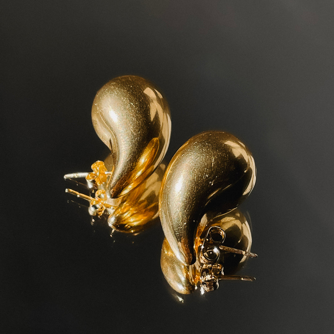 Statement Gold Plated Teardrop Style Stud Earrings