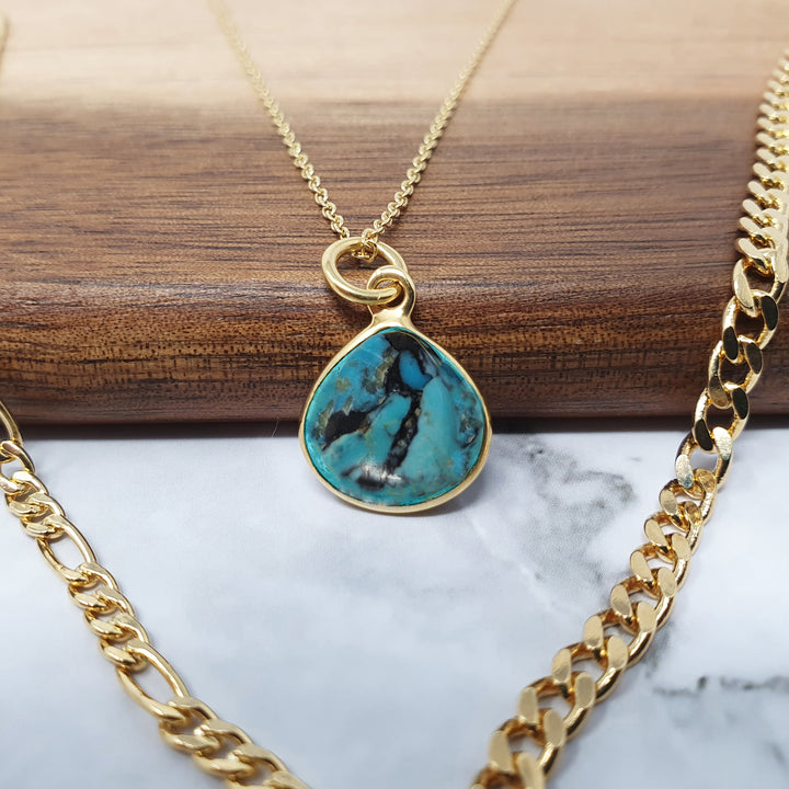 18ct Gold Vermeil Plated Tibetan Turquoise Necklace