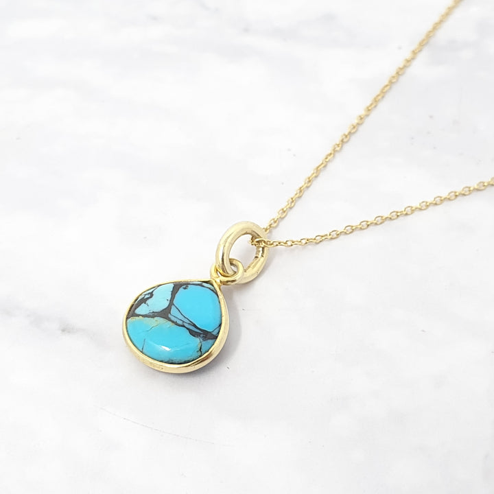 18ct Gold Vermeil Plated Tibetan Turquoise Necklace