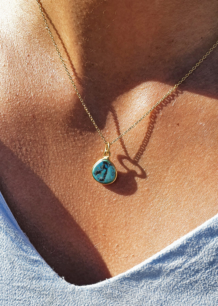 18ct Gold Vermeil Plated Tibetan Turquoise Necklace