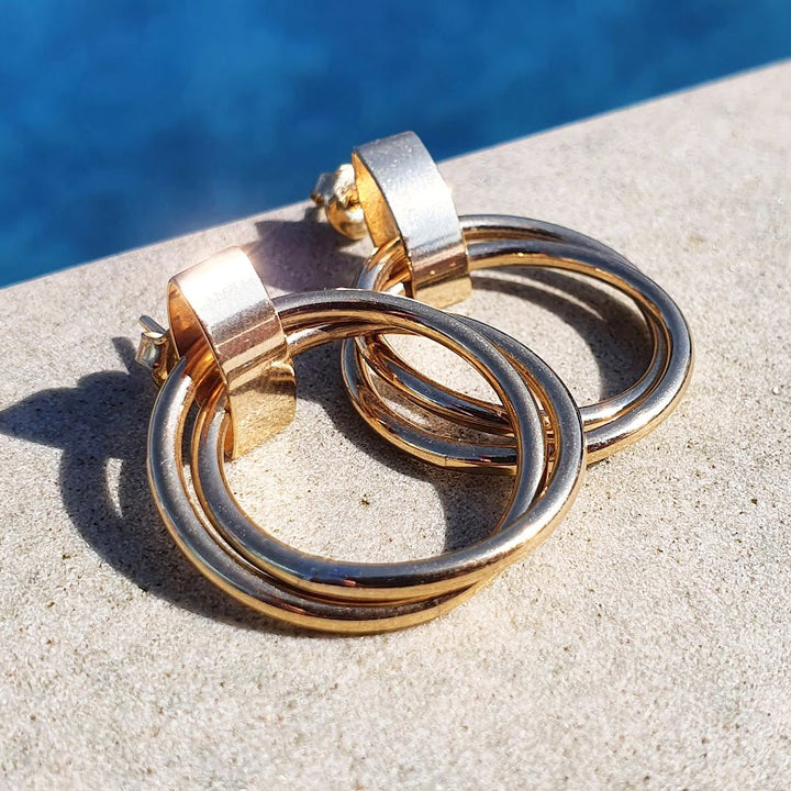18ct Gold Plated  Dual Hoop Earrings