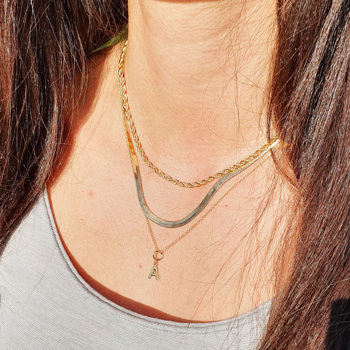 18k Gold Alpha Initial Pendant Charms - A