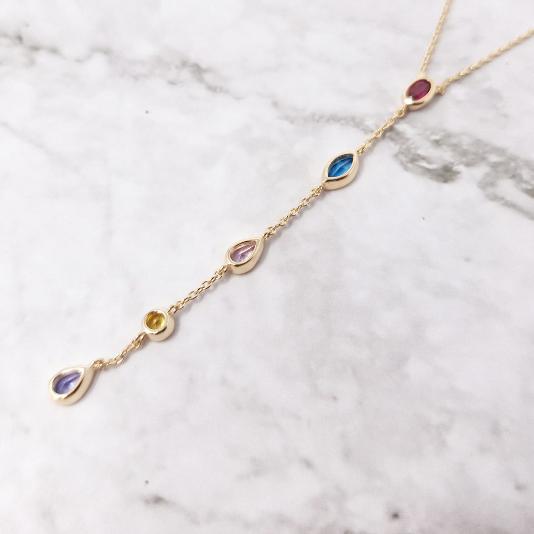 18ct Gold Vermeil Plated Multi Colour Gemstone Necklace