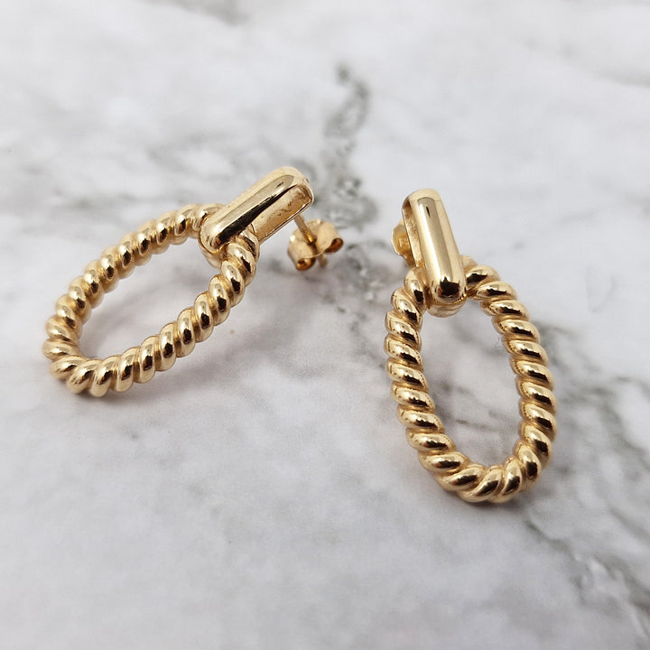 18ct Gold Vermeil Textured Paperclip Earrings