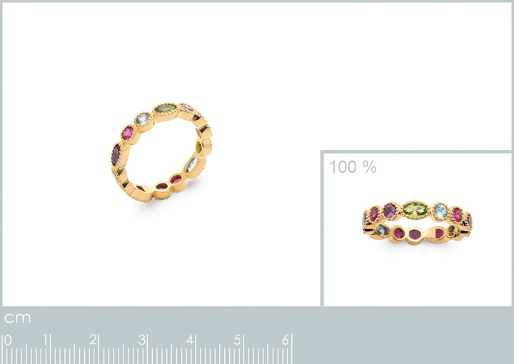 18ct Gold Plated Colourful Stones Eternity Ring